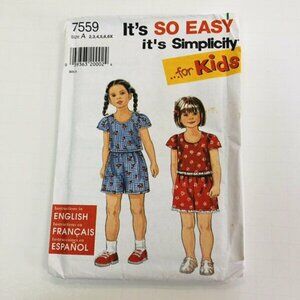 Vintage Simplicity Sewing Pattern 7559 Child Top and Shorts Size 2-6X